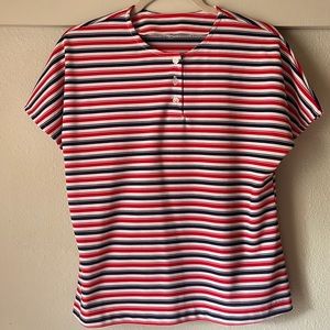 Vintage multi colored short sleeve button blouse tee